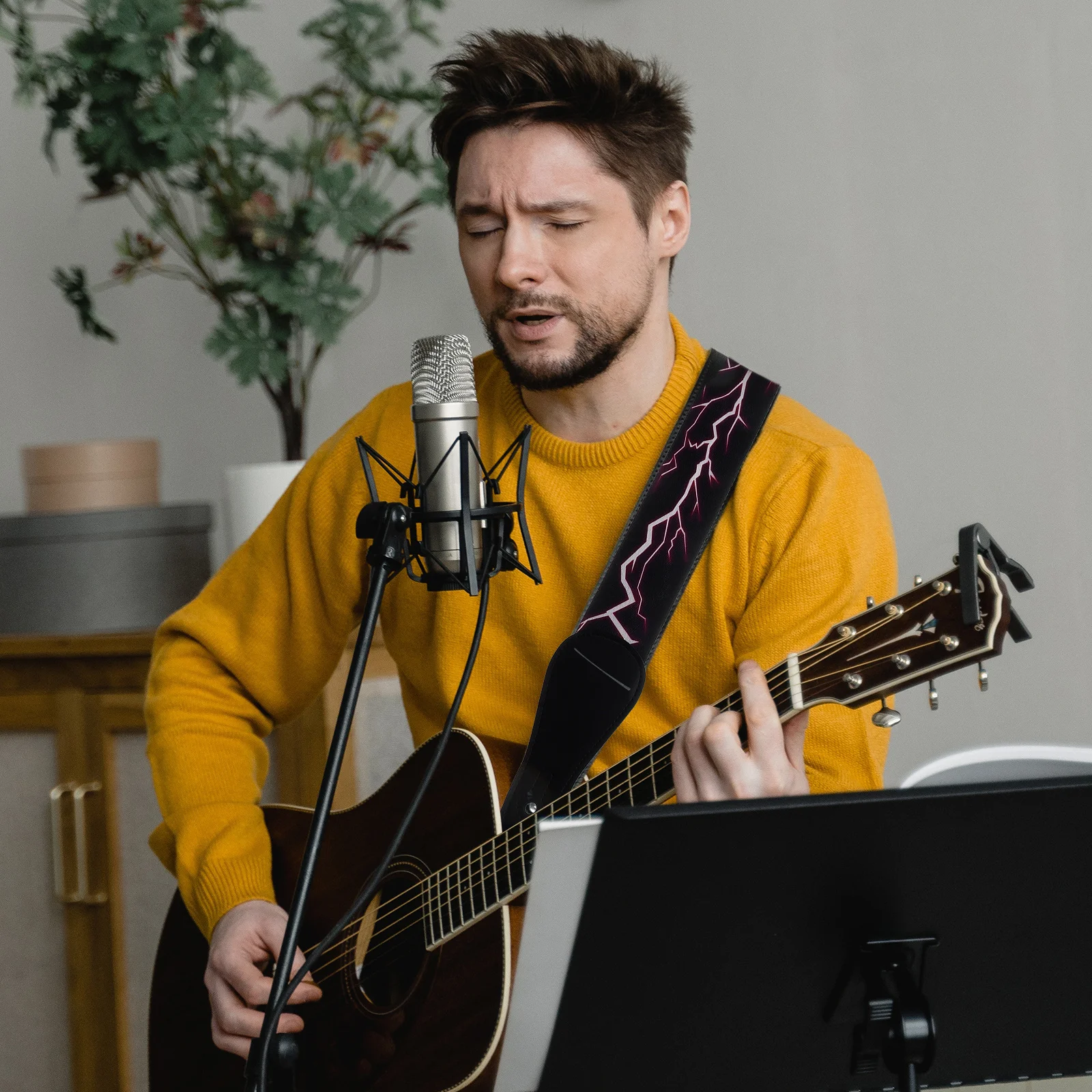 

Durable Bass Guitar Strap 107-168cm 5cm Wide Comfortable Polyester Shoulder Belt Quick Adjustment Installation Reliable