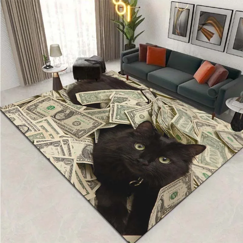 3D  Wealthy Cat Carpet Creative Area Rug Living Room Carpet Non-slip Rugs Birthday Gift Room Mats Rugs for Bedroom Play Mat