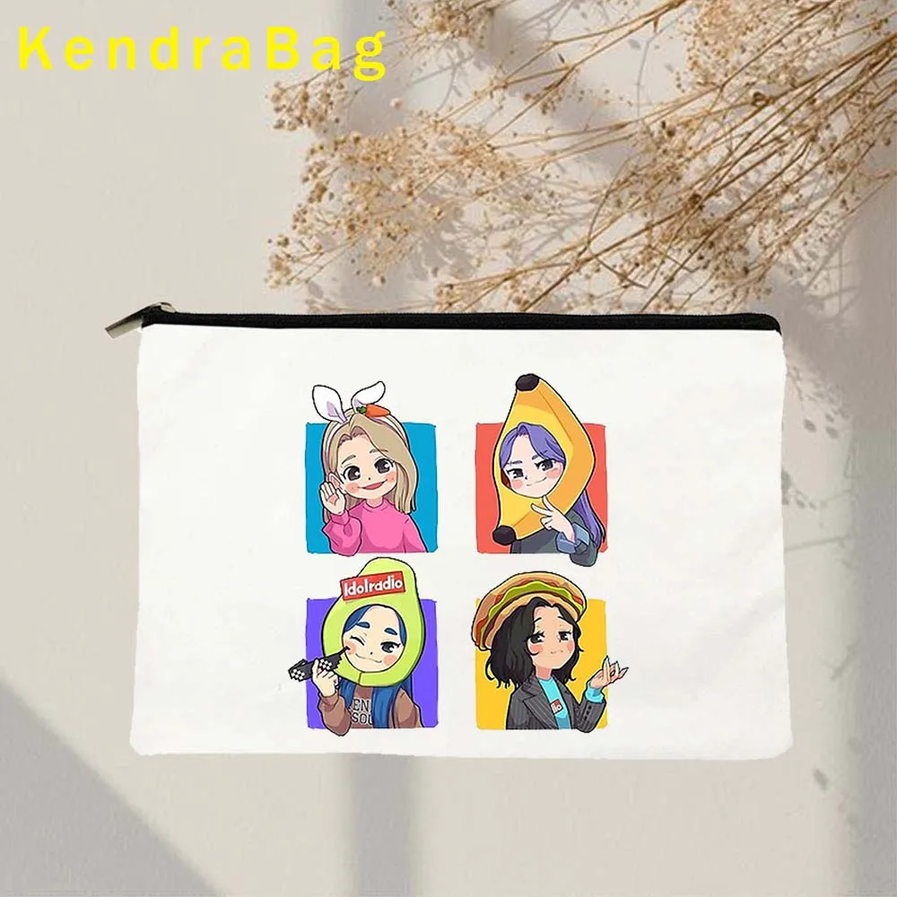 Cute Korean Food KPOP Art Lover Gifts Funny Jimin Meme Ins Heart Seoul Canvas Cosmetic Bags Makeup Bag Pencil Case Zipper Pouch