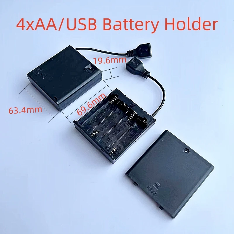 Portable Mini 2/3/4/6/8AA Battery Holder Storage Box Case USB Power Supply Battery Box For 5050 3528 2835 LED Strip Light