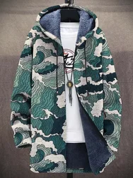 3D Men Cardigans Coats Japanese Style Art Colorful Graphics Printed Plush Thick Winter Casual Streetwear Unisex Clothing