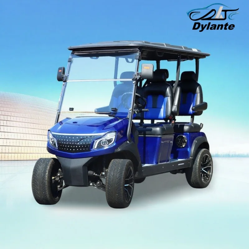 72 فولت بطارية ليثيوم الشارع القانوني الكبار جولف الصيد عربات التي تجرها الدواب مركبة 4/6 مقاعد طويلة التحمل عربة جولف كهربائية لملعب الغولف #1