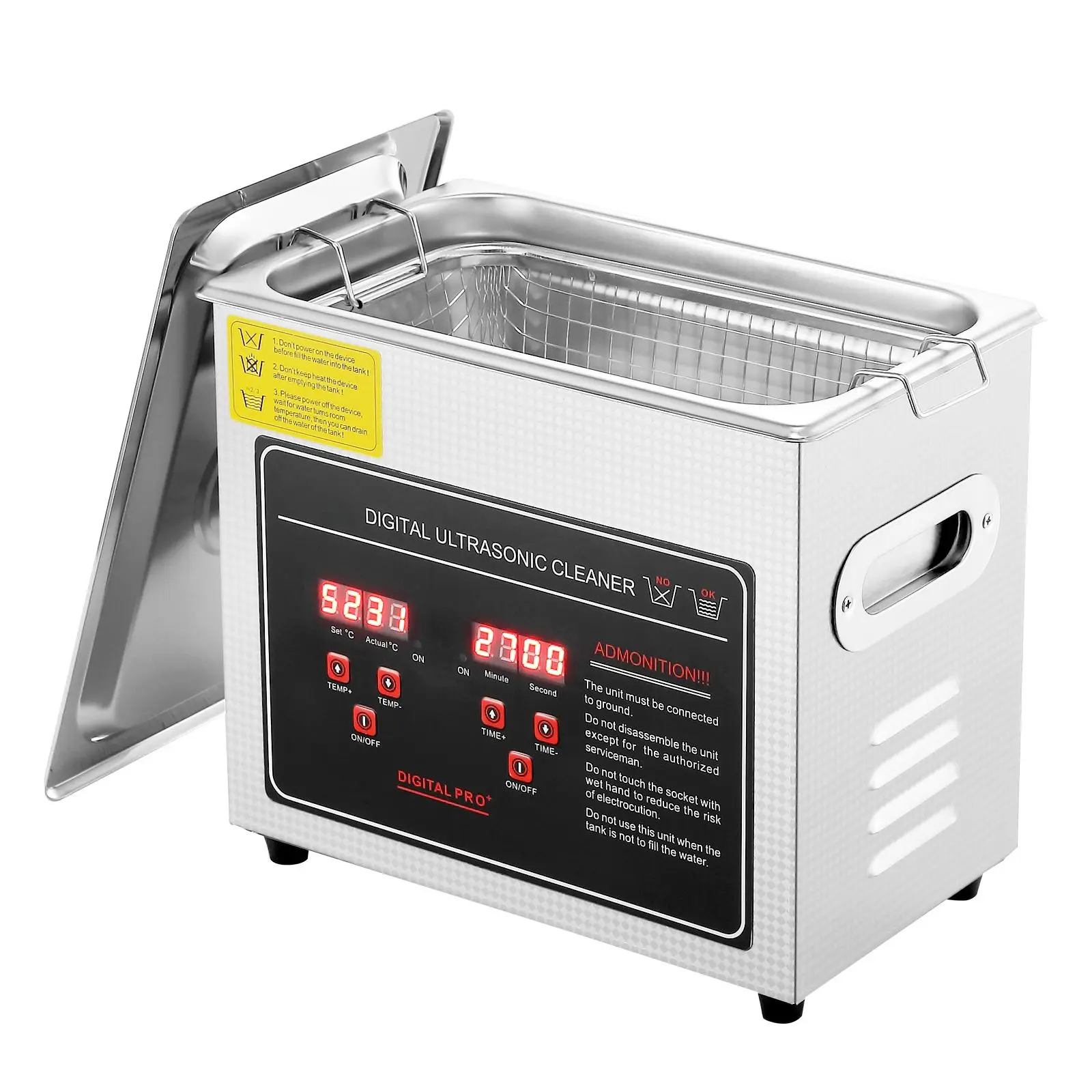 Ultrasonic Cleaner with Digital Timer & Heater, Professional Ultra Sonic Jewelry Cleaner, Stainless Steel Heated Cleaning