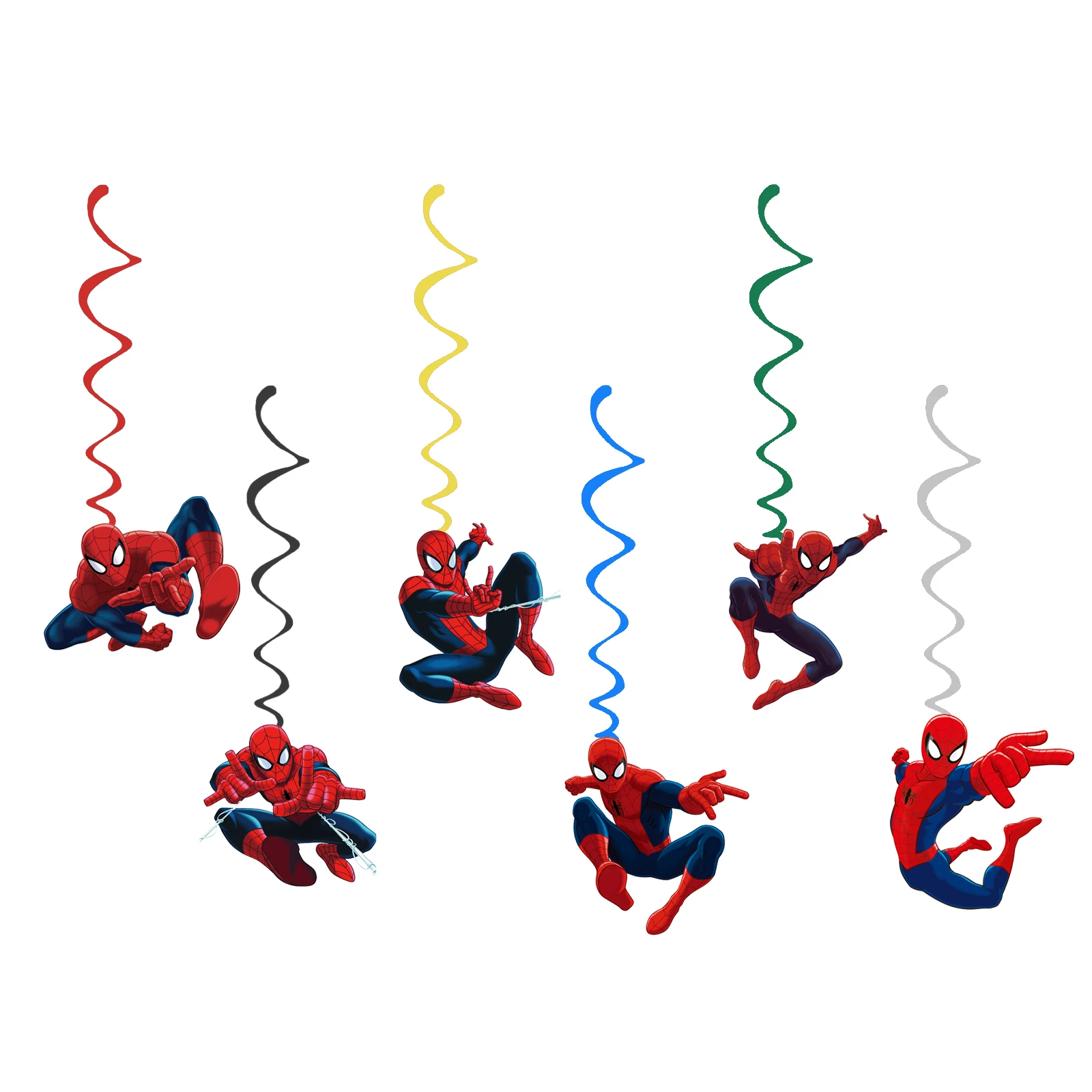 Thème Spider-Man pour enfants et filles, cadeaux tourbillons, décorations de fête pour événements d'anniversaire, spirales suspendues au plafond