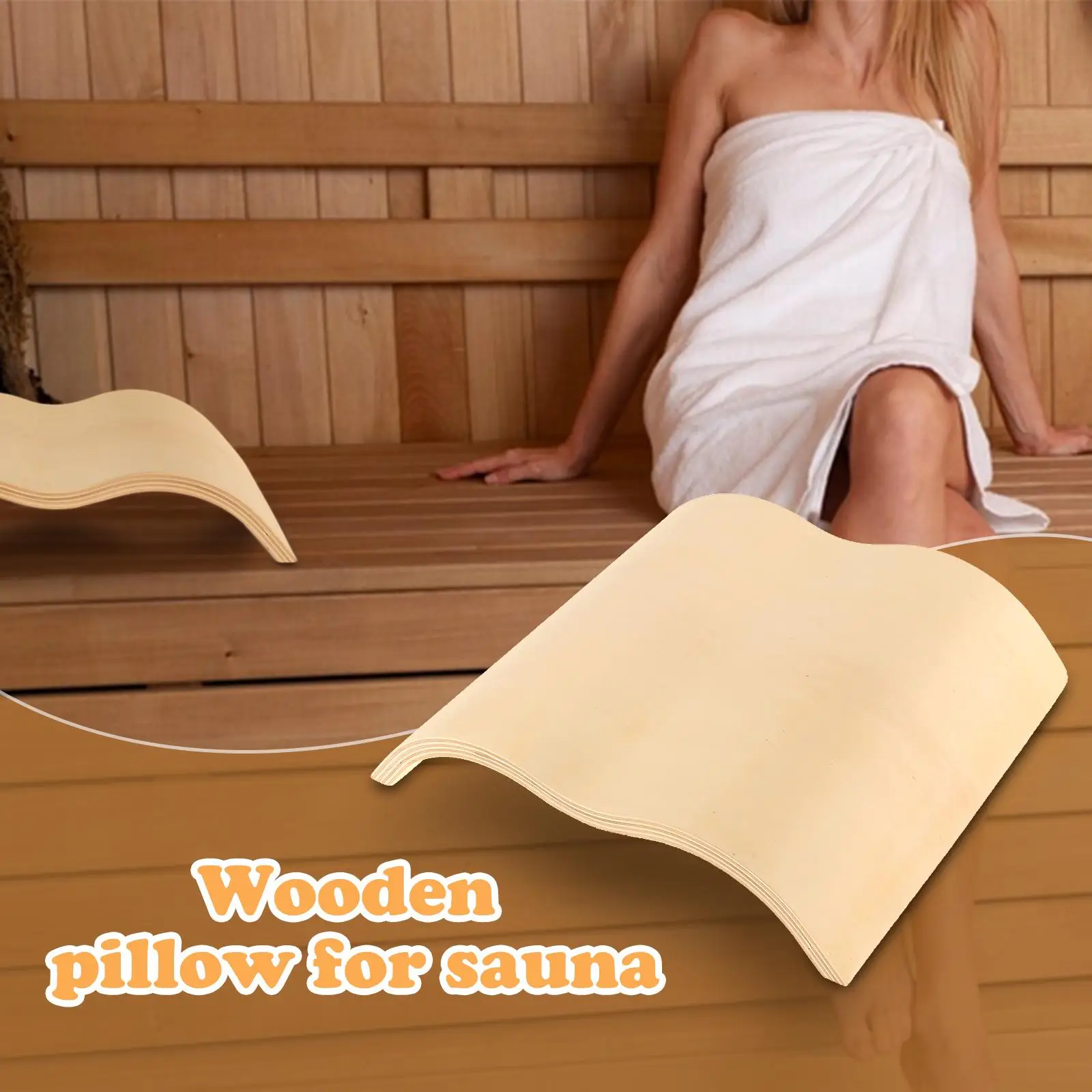 

Wooden Sauna Headrest Comfortable Portable Ergonomic Sauna Supplies Neck Pillow Support for Hotel SPA Home Bathtubs Bedroom