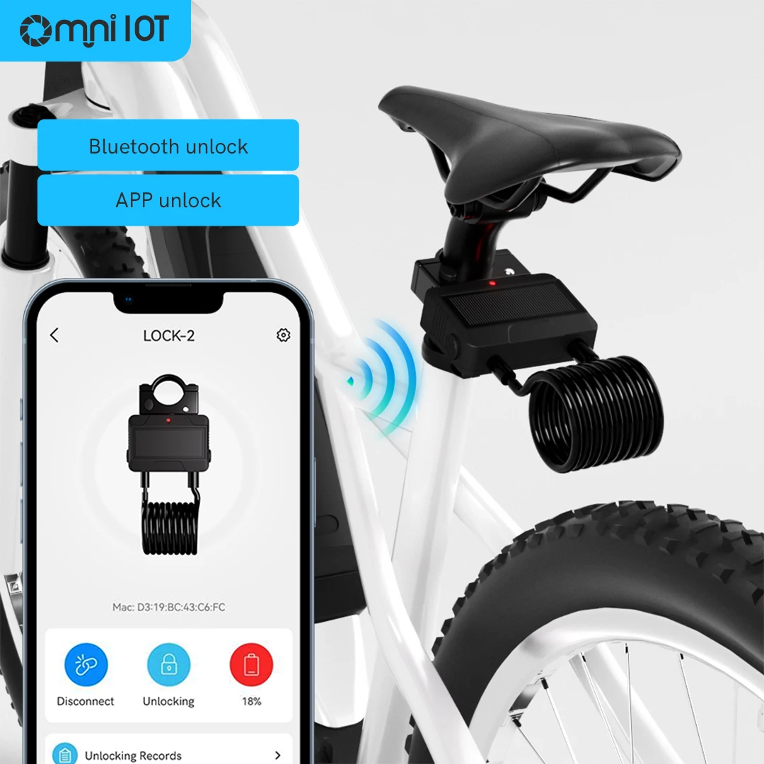 CE FCC IP66 700mAh batería de polímero de litio Solar carga automática bicicleta Cable de acero bloqueo con aplicación sistema de bloqueo de Cable para bicicleta