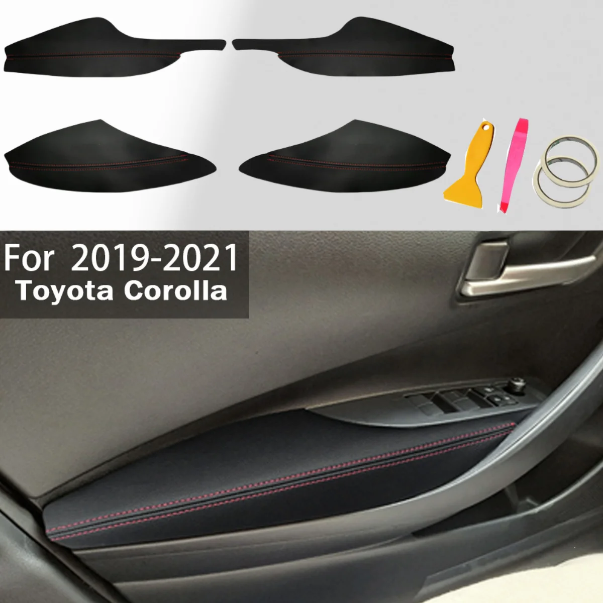 Left Hand Drive Soft Leather Door Panel Cover For Toyota Corolla 2019 2020 2021 2019-2021 Car Door Armrest Panel Cover Trim