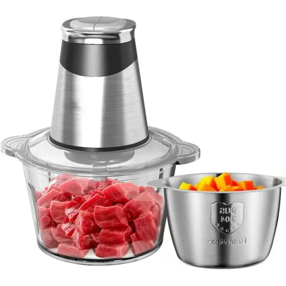 

Electric ood Chopper 800W, Dual-Speed Meat Grinder with1.2L 304# StainlSteel Bowl & 2.2L Glass Bowl, BPA-ree ood Prr or Meat, Ve