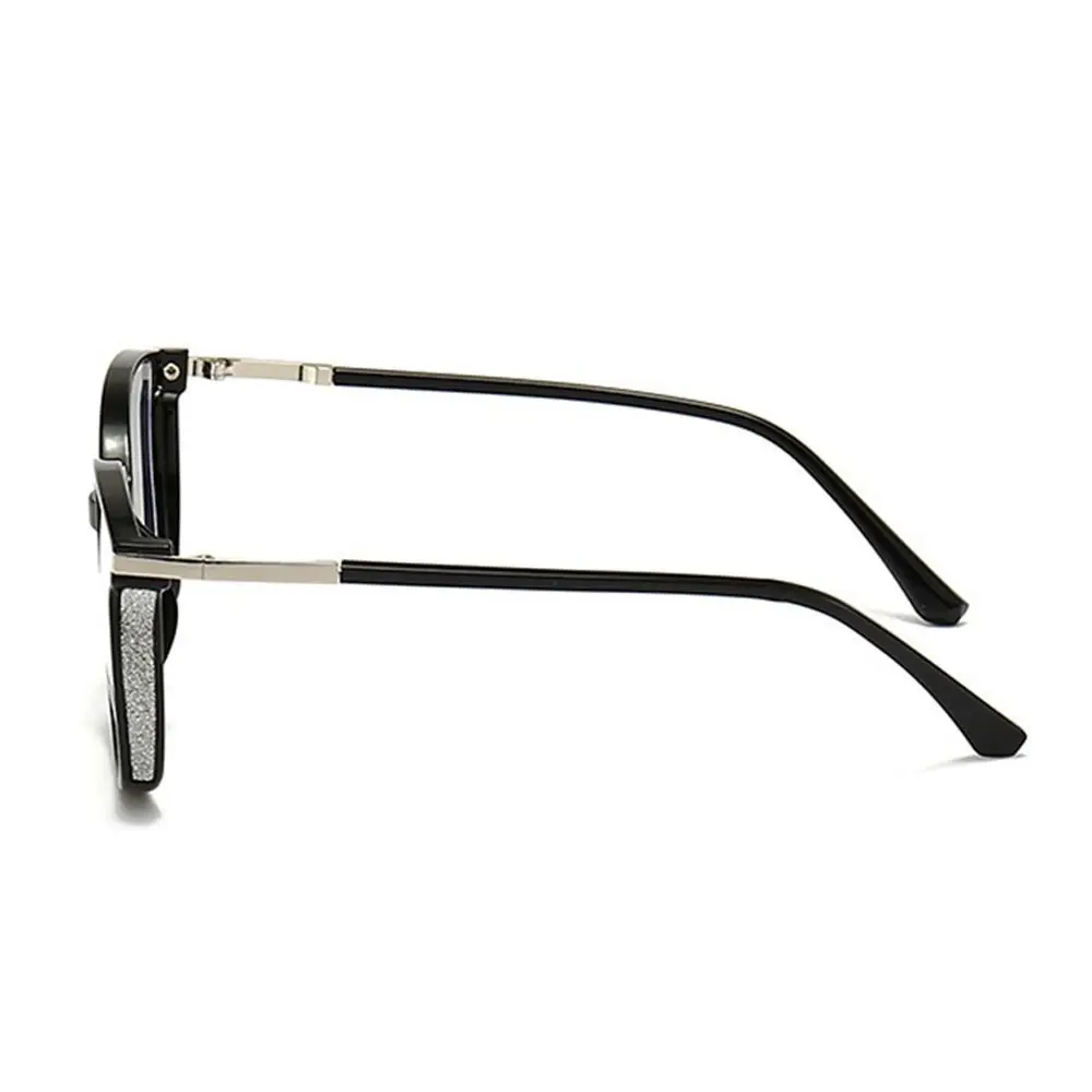 Blue Ray Blocking Anti-Blue Light Reading Glasses Ultralight Eye Protection Square Eyeglasses Shining Rhinestones Metal