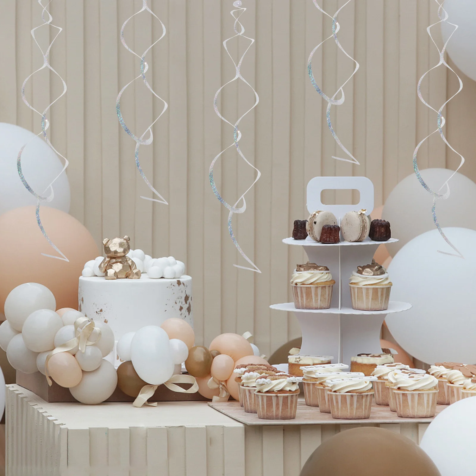 

6Pcs Holographic Double Spiral Streamers Hanging Swirl Decorations Party Ceiling Decor Wedding Birthday Graduation Valentines