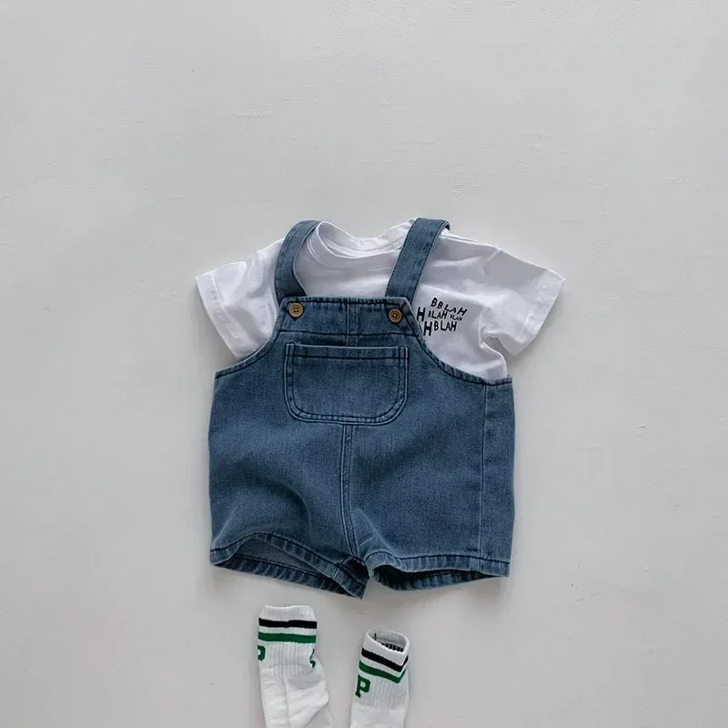 0-3 Years Toddler Baby Boy Clothes Sets Summer Short Sleeve Baby Tops Tee Overall Pants Casual Baby Girl Outfits Clothing