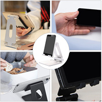 1Pcs Tablet Phone Holder Metal Desktop Stand Foldable 360 Degree Rotating Base for Mobile and Tablet Silver Mobile Phone Stand
