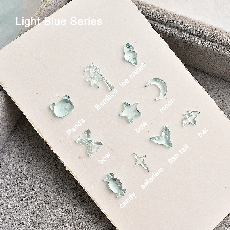 เรซิ่นโปร่งใสสีฟ้าตกแต่งเล็บแบนด้านล่างการ์ตูน Star Moon PANDA อุปกรณ์แต่งเล็บ