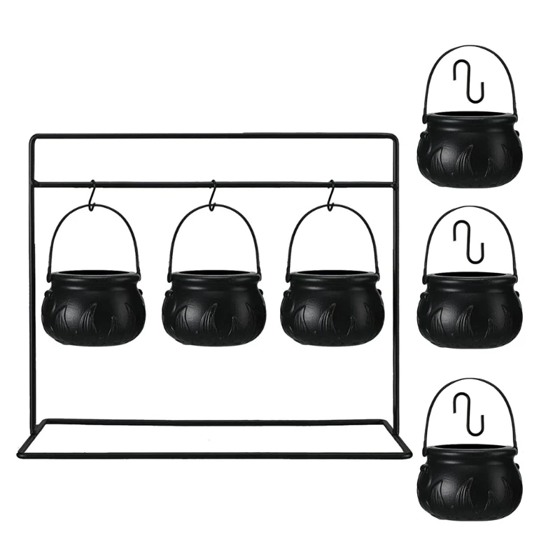 Halloween Party Witches Cauldron Set with Sturdy Metal Hook Efficient Decors J0MC