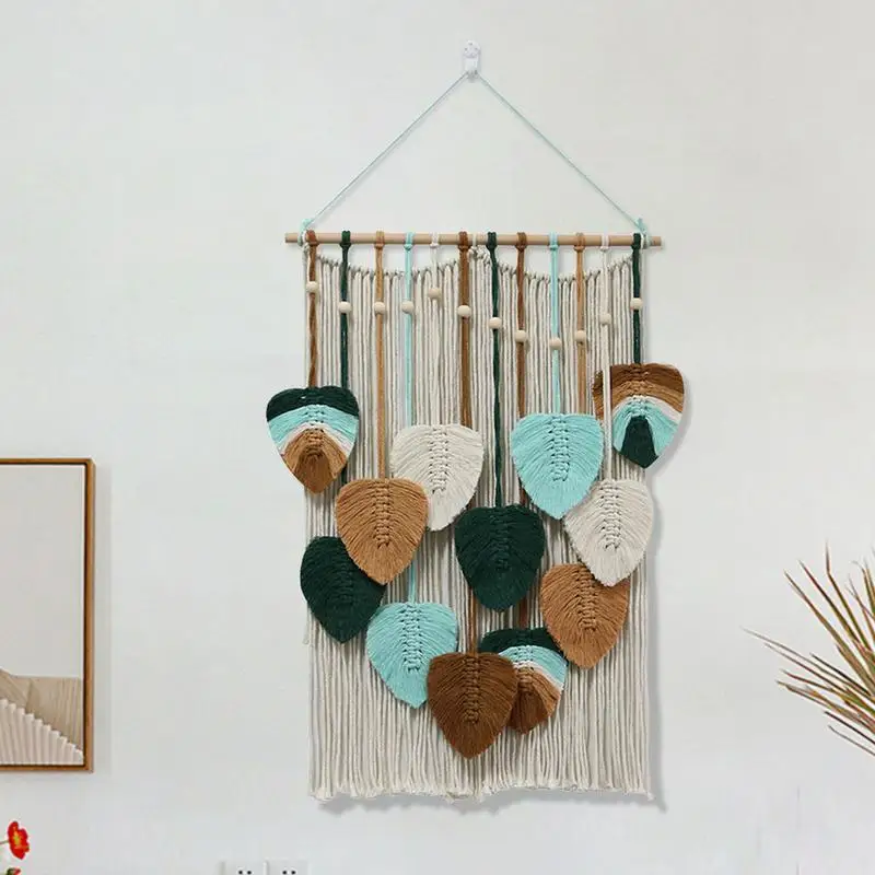 Boho tapeçaria tecida para decoração de parede, Macramé Leaf Art, Macramé para casa