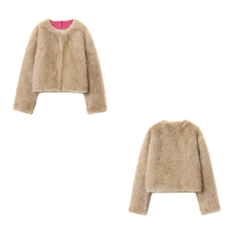 Guobioziy Women's Slim-Fit Faux Fur Coat 2026 Fall/Winter New Arrival Casual Fashion Trend Luxury Elite Punk Classic Streetwear