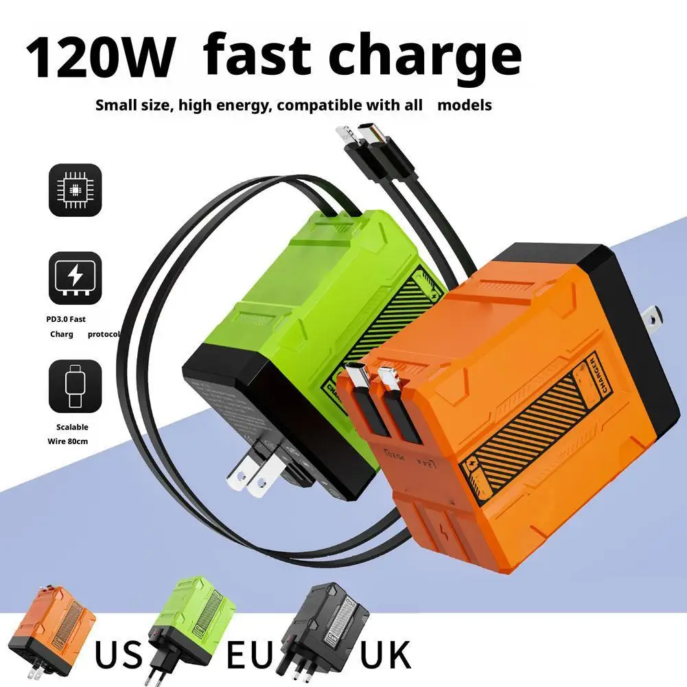 

Зарядное устройство USB-C 120W с технологией GaN для быстрой зарядки, адаптер для iPhone с быстрой зарядкой, EU/US-вилка, зарядное устройство для телефона.