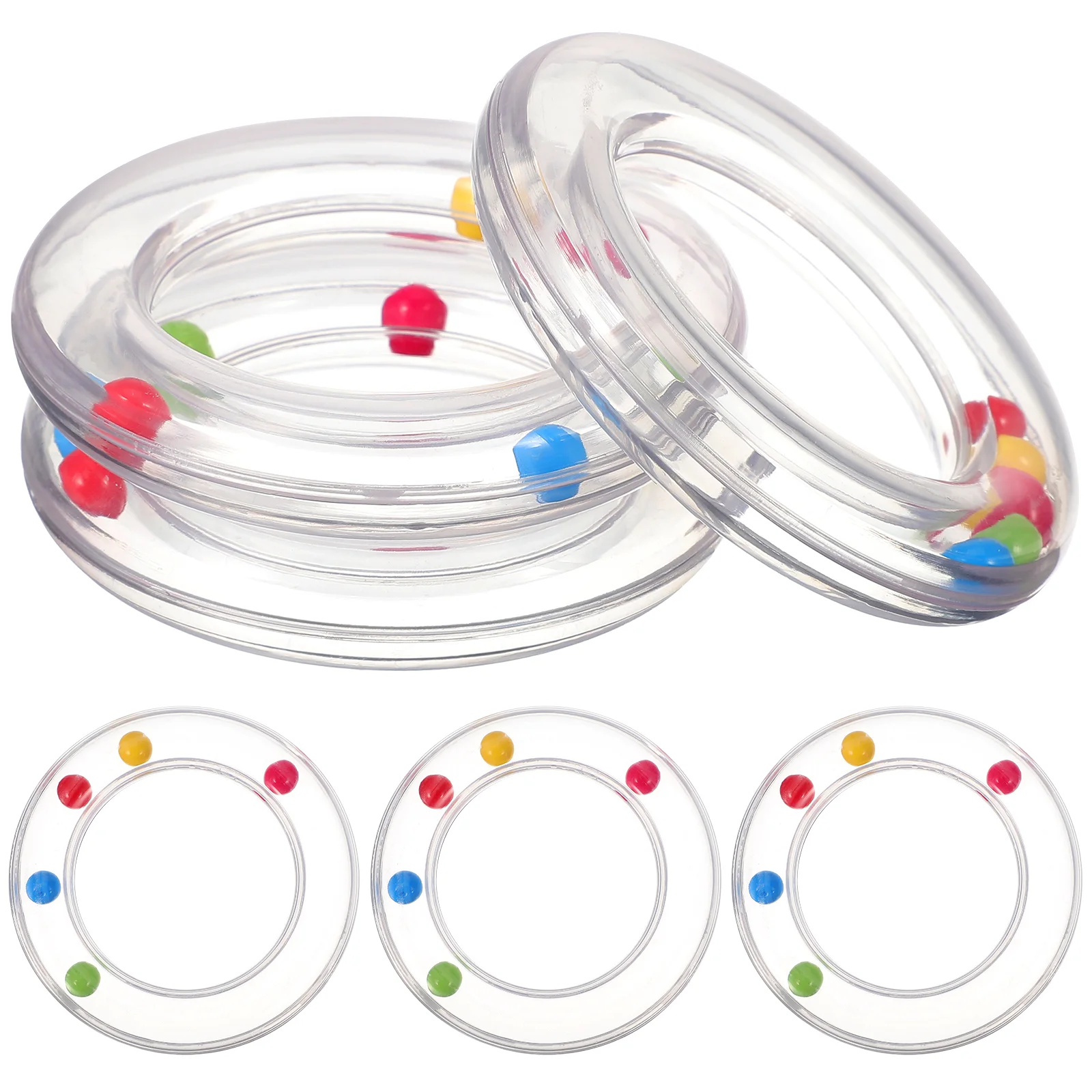 

6 Pcs Transparent Circle Rattle Safe Toys for Babies Baby Rattles Molar Hand Shaking Plastic Bell Children Soothing