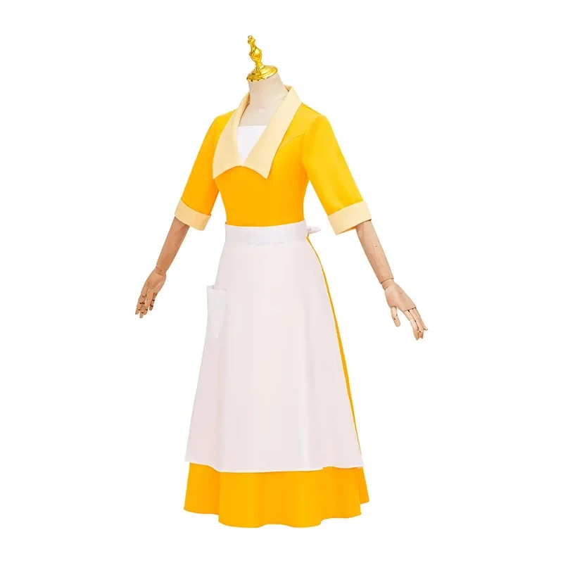 

The Frog Princess Yellow Maid Dress Cosplay Costume Halloween Masquerade Carnival Party Stage Performance Outfit for Women