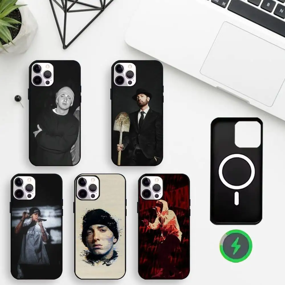 

Singer E-Eminem-ES Cool Phone Case For iPhone17,16,15,14,13,12,11 Max Black Wireless Charging Protecitve Cover