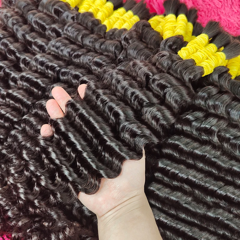 Shinehair 18-30 Inches Bulk Human Hair Extensions Braiding Hair 100% Curly Unprocessed Deep Wave Virgin Hair No Weft Water wave