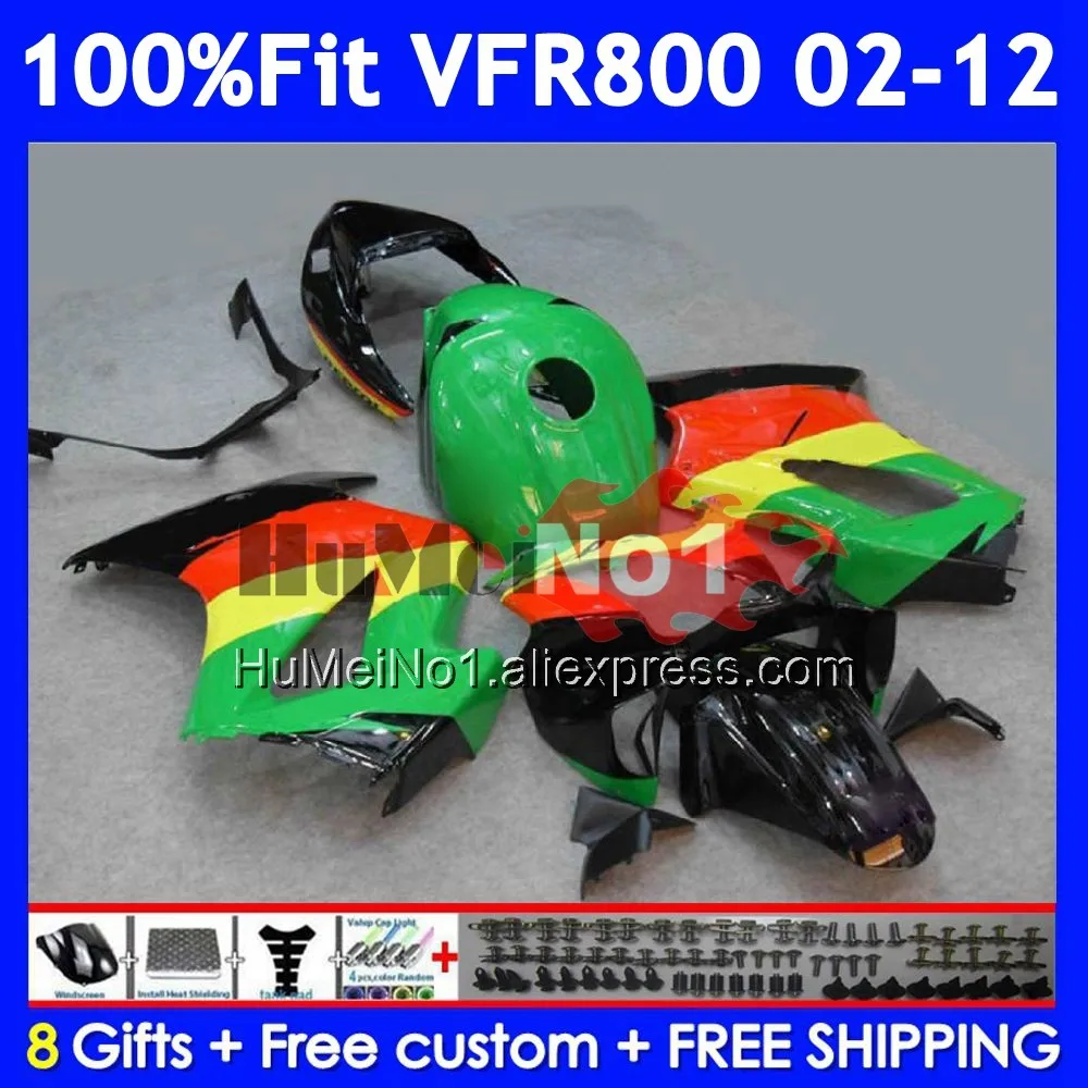 Interceptor For HONDA VFR800 VFR 800RR 800 RR 02 03 04 05 06 07 53No.68 Green Repsol VFR800RR 2008 2009 2010 2011 2012 Fairings