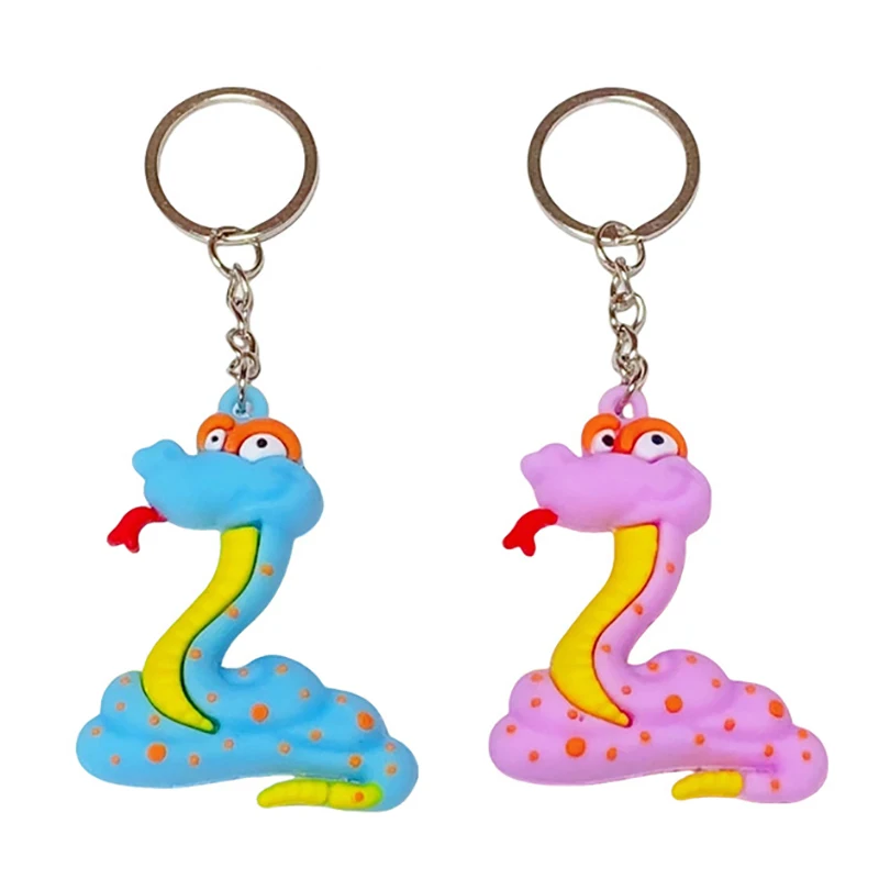 Cute Cartoon Snake Pendant Keychain Boa Constrictor Zodiac Snake Year Stylish Lucky Charms Backpack Car Ornament Key Ring