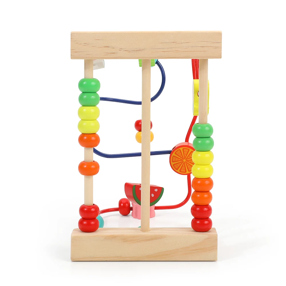 Jouets en bois de dessin animé pour enfants, puzzle de perles de fruits, labyrinthe d'apprentissage du comptage, jouets Montessori pour bébés, cowcles