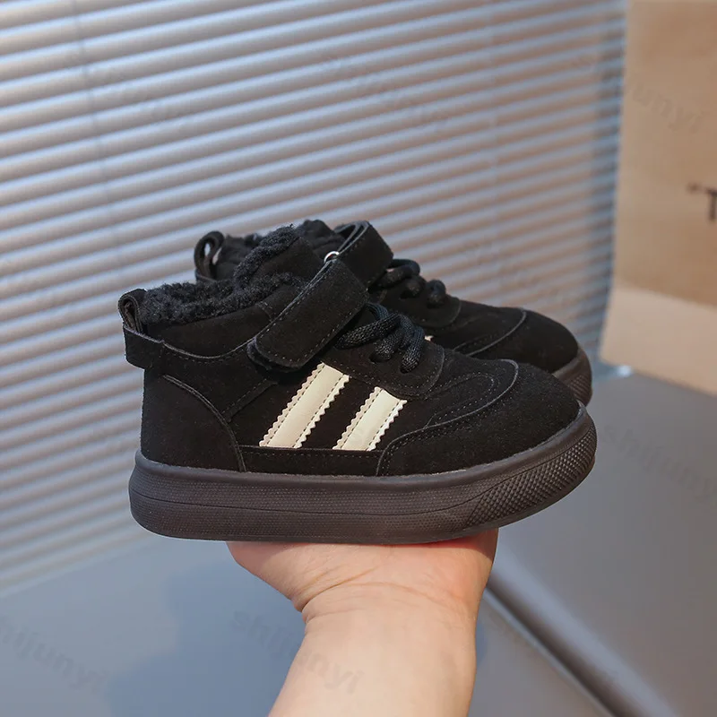 الأطفال حذاء من الجلد 2025 الشتاء الفتيات الفتيان القطن الثلوج أحذية أطفال موضة أفخم أحذية قطنية دافئة طفل مكافحة ركلة حذاء الثلوج