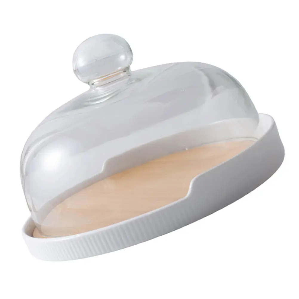 

1Set Rotating Cake Plate Household Dessert Tray Glass Dome Cover for Cake Bread Pastry Serving Baking Plate Tray with Glass Lid