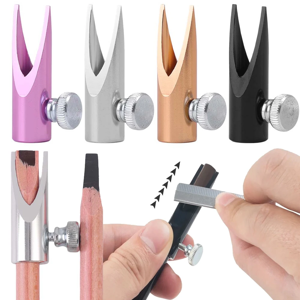 10pcs Eyebrow Pen Sharpening Tool Aluminum Alloy Firmly Fixing Adjust Screw Duckbill Brow Pen Sharper Makeup Tool for Beginner