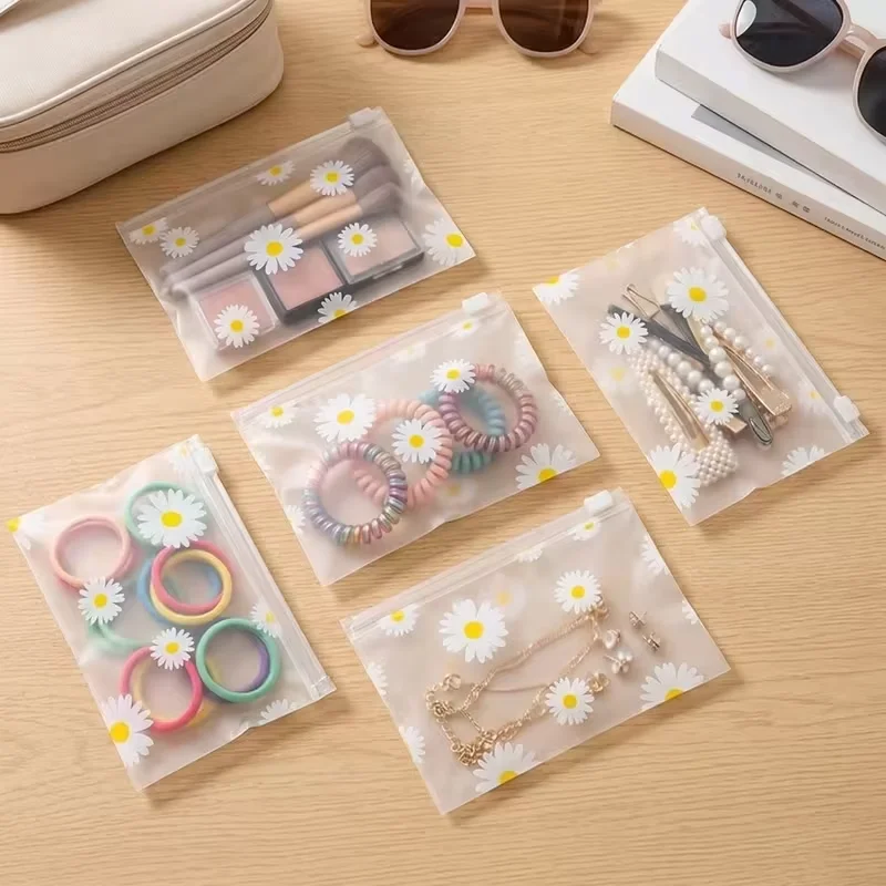 20/50 Stück Gänseblümchen-Muster Matte Plastik-Reißverschlusstaschen Sind Perfekt für die Aufbewahrung Kleiner Gegenstände und Ideal für Reiseorganisation – Detail 4