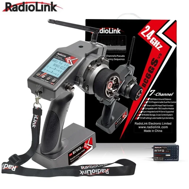 Trasmettitore radio Radiolink RC6GS V3 2.4G a 7 canali con ricevitore R7FG Telemetria giroscopica telecomando incluso per barca per auto RC