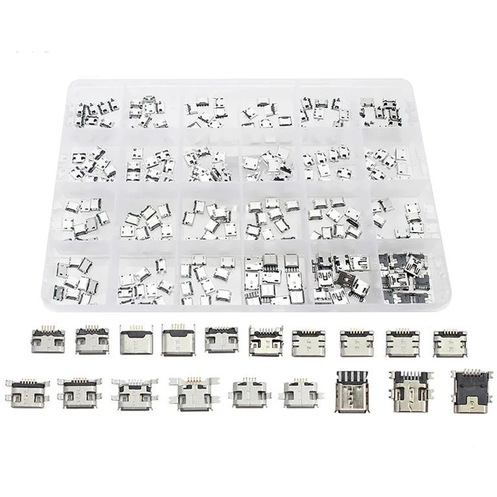 240 Stück 24 Arten Micro-USB-Buchsen-Steckverbinder, Android-Ladeanschluss-Stecker, Micro-USB-Anschluss-Reparatur-Ersatzkit – Detail 1