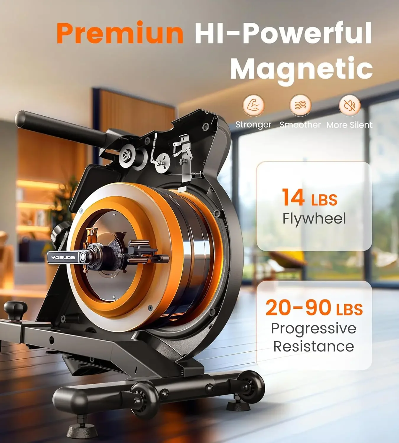 Magnetic/Water Rowing Machine 350 LB Weight Capacity - Foldable Rower for Home Use