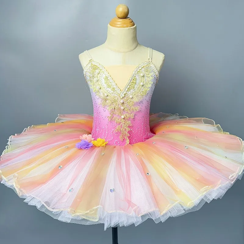 

Girls Professional Ballet Tutu Girls Pink Colorful Tulle Ballet Skirt Ballerinas Women Costumes Performance Dance Clothes Adults