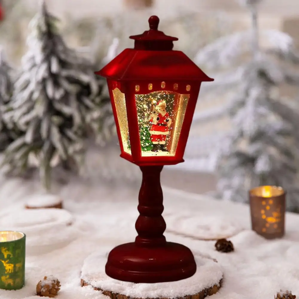 Christmas Tree Night Light Whimsical Battery-operated Christmas Snow Globe Candle Lights with Spinning Water for Holiday