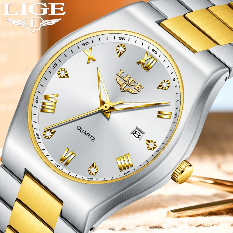 LIGE Luxury Quartz Ladies Watches Fashion Charming Rhinestones Stainless Steel Waterproof Women's Wristwatches Relogio Feminino