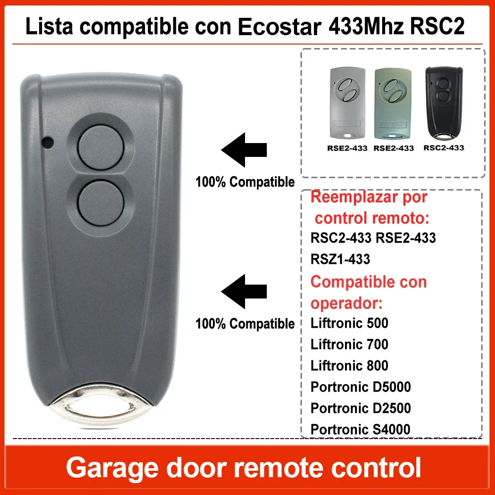 متوافق مع هورمان ECOSTAR RSC2 RSE2 RSZ1، AGS RSC2 RSE2 Liftronic 500 700 800 باب المرآب التحكم عن بعد 433 ميجا هرتز