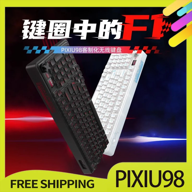 Cherry Pixiu98 Keyboard 3modes 8k Gasket Mount Hot Swap Mechanical Keyboard Delay Below 0.3mm Custom Gradual Keycap Lcd Screen