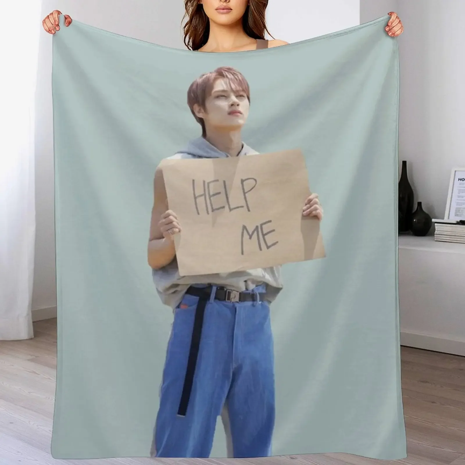 

Jun Help Me Sign Throw Blanket Fluffy Cozy Throw Blanket for Home Decor