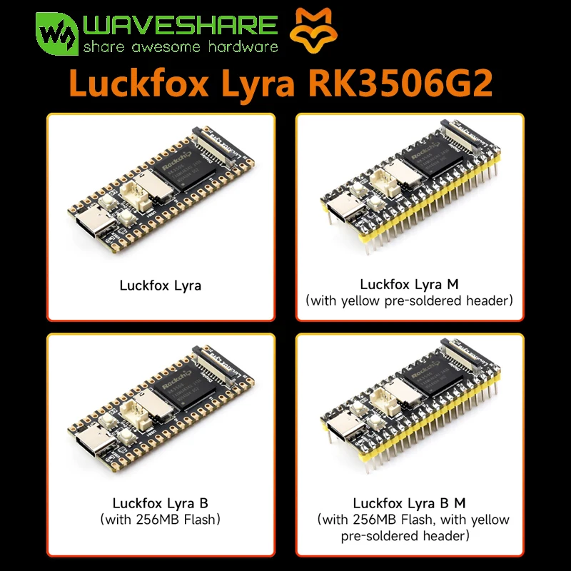 

Luckfox Lyra RK3506G2 Микроплата разработки Linux, процессоры A-RM Cortex-M0 встроенные Tripe-core A-RM Cortex-A7