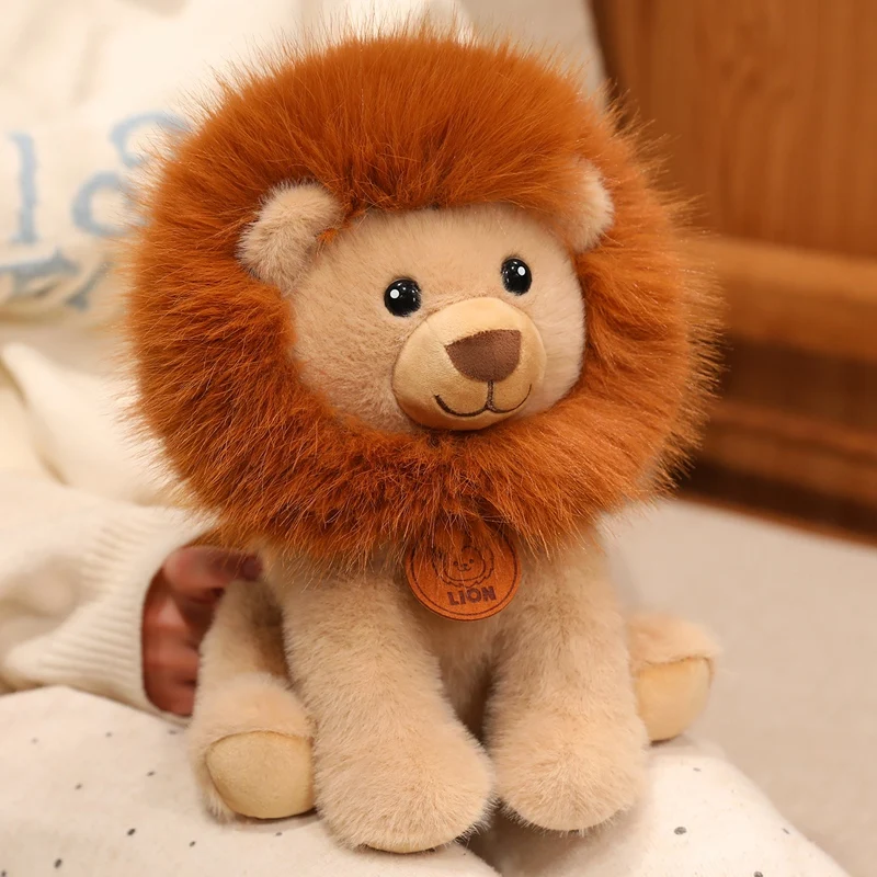 

25 см пушистая коричневая кукла с изображением льва, сидящая мультяшная животное, милая плюшевая игрушка, успокаивающий подарок на день рождения