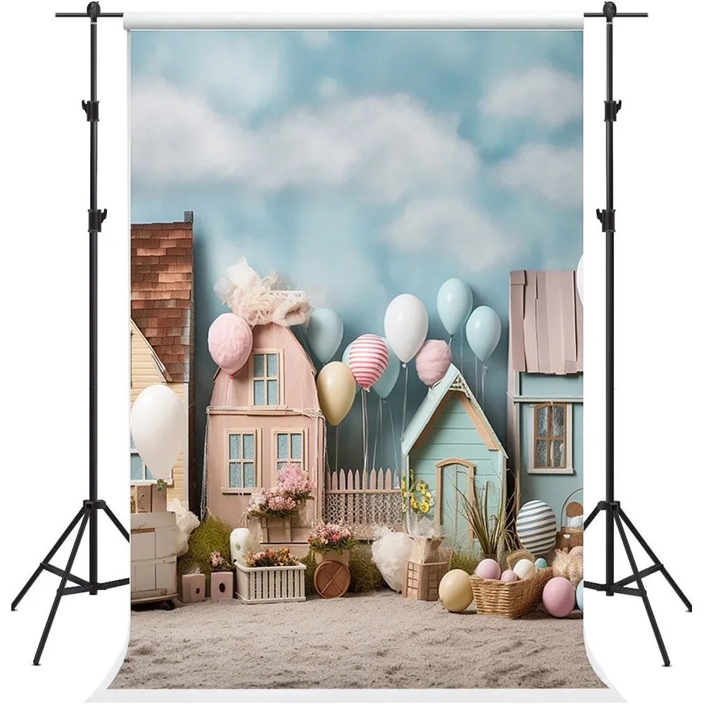 

Mehofond Photography Background Spring Easter House Flowers Kids Birthday Party Cake Smash Portrait Decor Backdrop Photo Studio