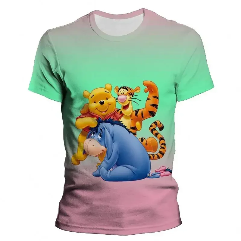 Disney Oversized 3D T-shirt Boys Girls Summer Cartoon Anime Clothing Children Tee Winnie The Pooh 3D Casual T-shirts Tops Cool