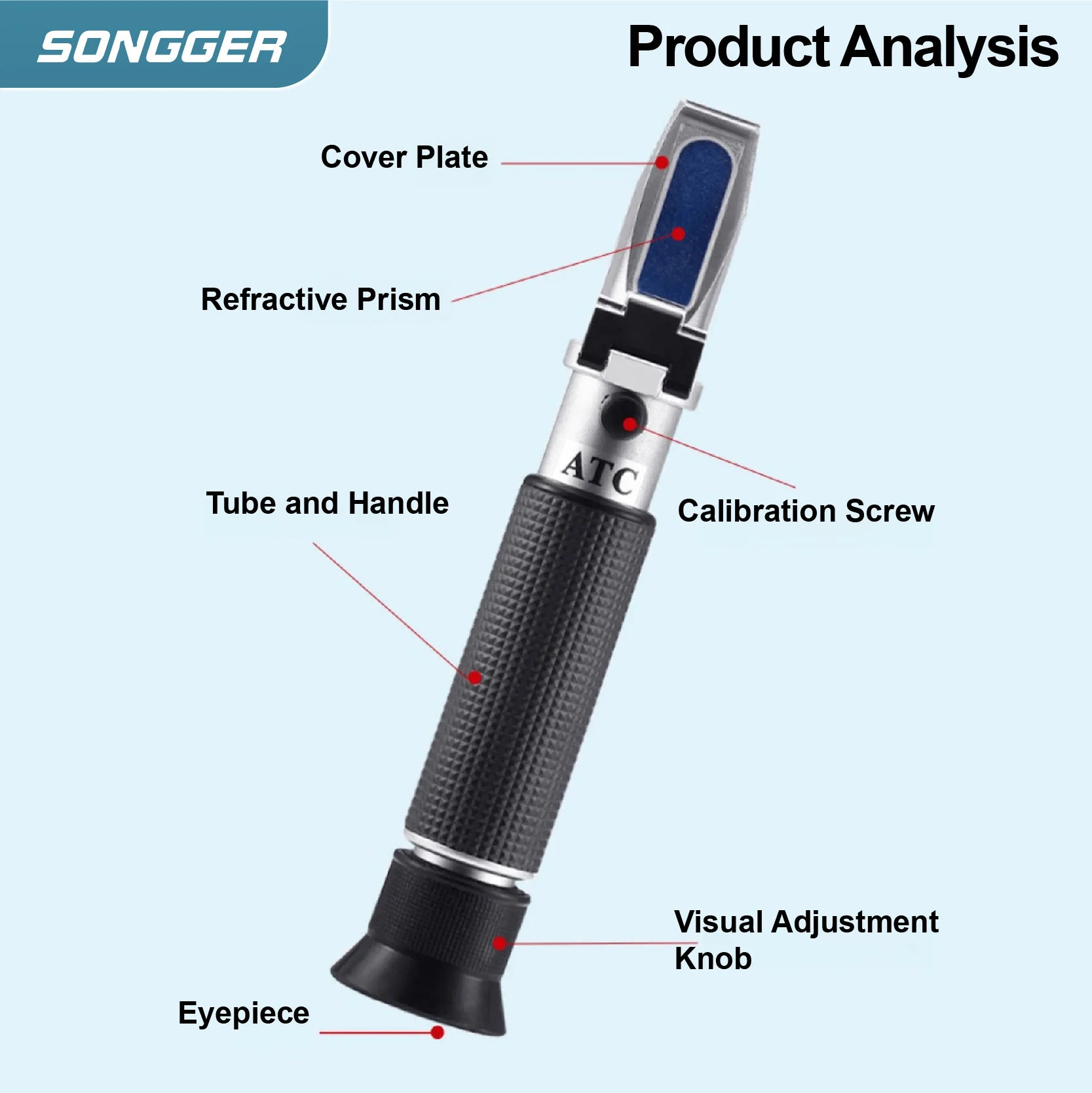 Alcohol Concentration Meter, Handheld 0-80% Refractometer Meter Ethanol Alcohol Concentration Meter Refractometer