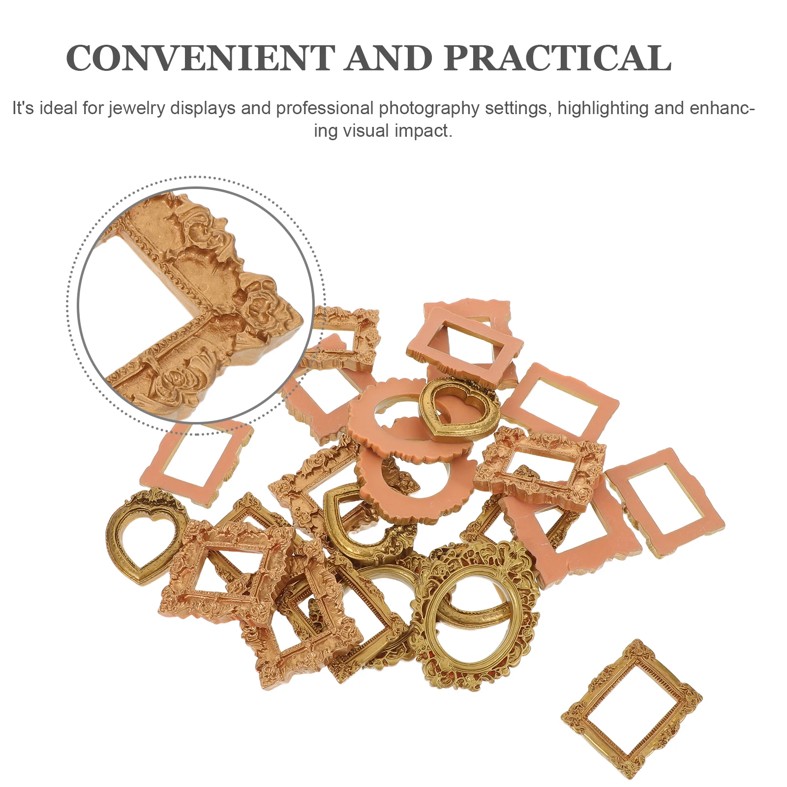 

40PCS Mini Antique Photo Frames Euro Vintage Fashion Resin Picture Frame DIY Jewelry Display Wall Positioning Frame Photo Props