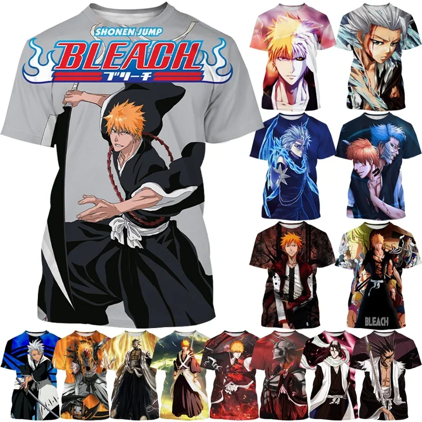 

Men's Fashion Cool Kurosaki Ichigo Round Neck Casual Unisex Cosplay Cool T-shirt Japanese Anime BLEACH 3D Printing T-shirt Tops