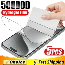 5Pcs Full Cover Hydrogel Film For iPhone 15 11 12 13 14 Pro Max Mini Screen Protector For iPhone 16 XR X XS MAX 8 Plus Not Glass