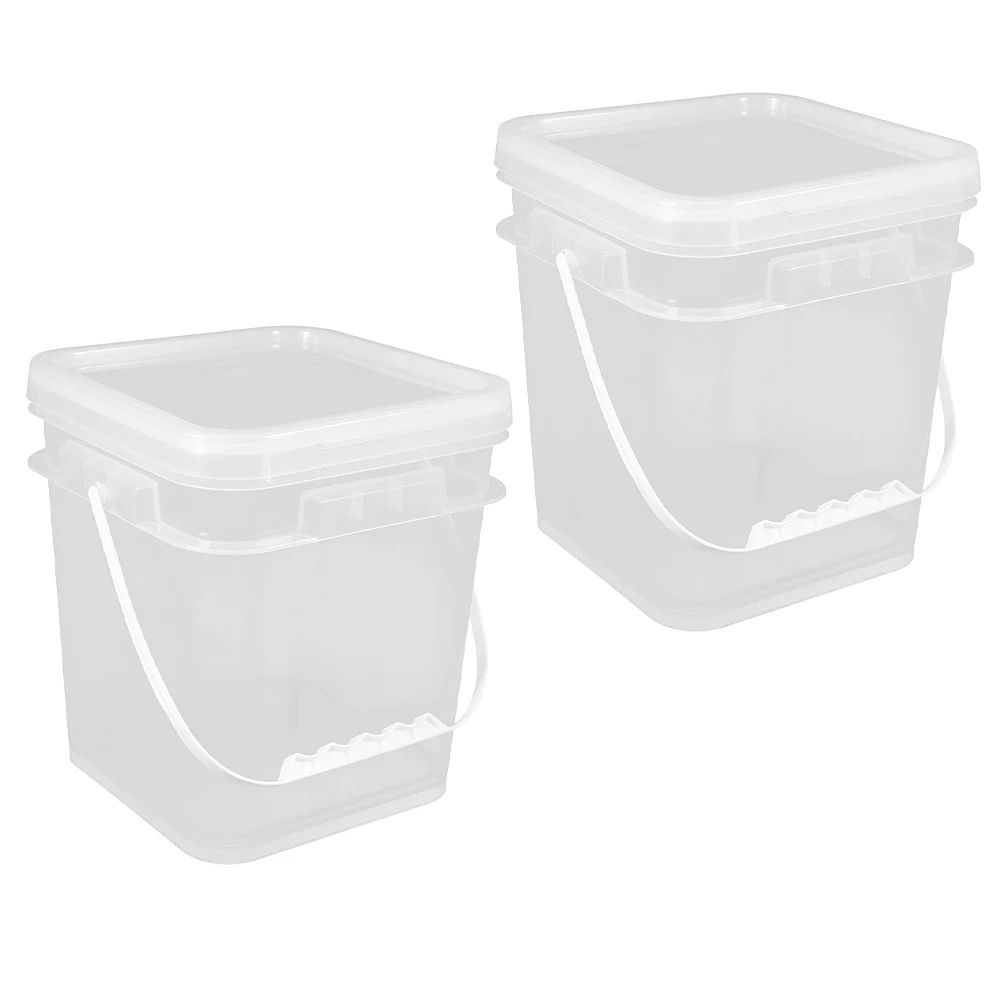 

2pcs Large Bucket Plastic Container for Liquid Coatings Sealants Spill-Free Handle Wide Mouth Leakproof Lid Professional DIY